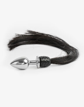 Rustfri buttplug med ægte hestehår