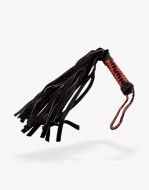 Læder flogger med røde og sorte snerter-0