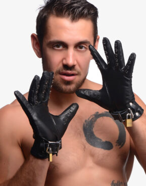 Læder handsker med pigge