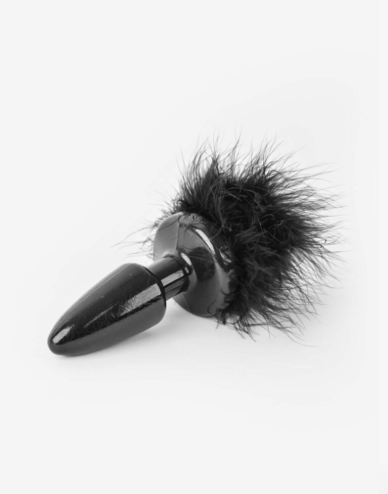 Black fluffy bunny, Kanin hale med buttplug sort