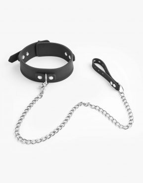 SM Play halsbånd i silikone med tilhørende hundesnor