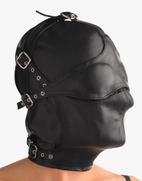 Asylum læder maske med aftageligt blindfold