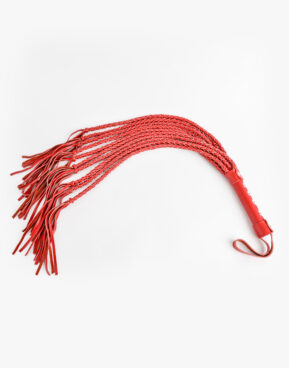 Red Devil - Flogger i læder med flettede snerter