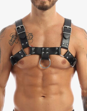 Bryst Harness i Sort Vegansk Læder