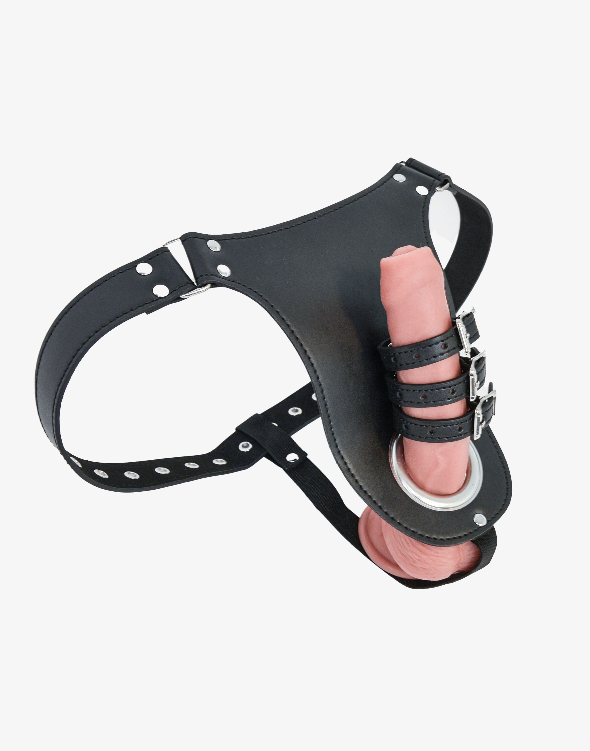 Triple penis strap i vegansk læder