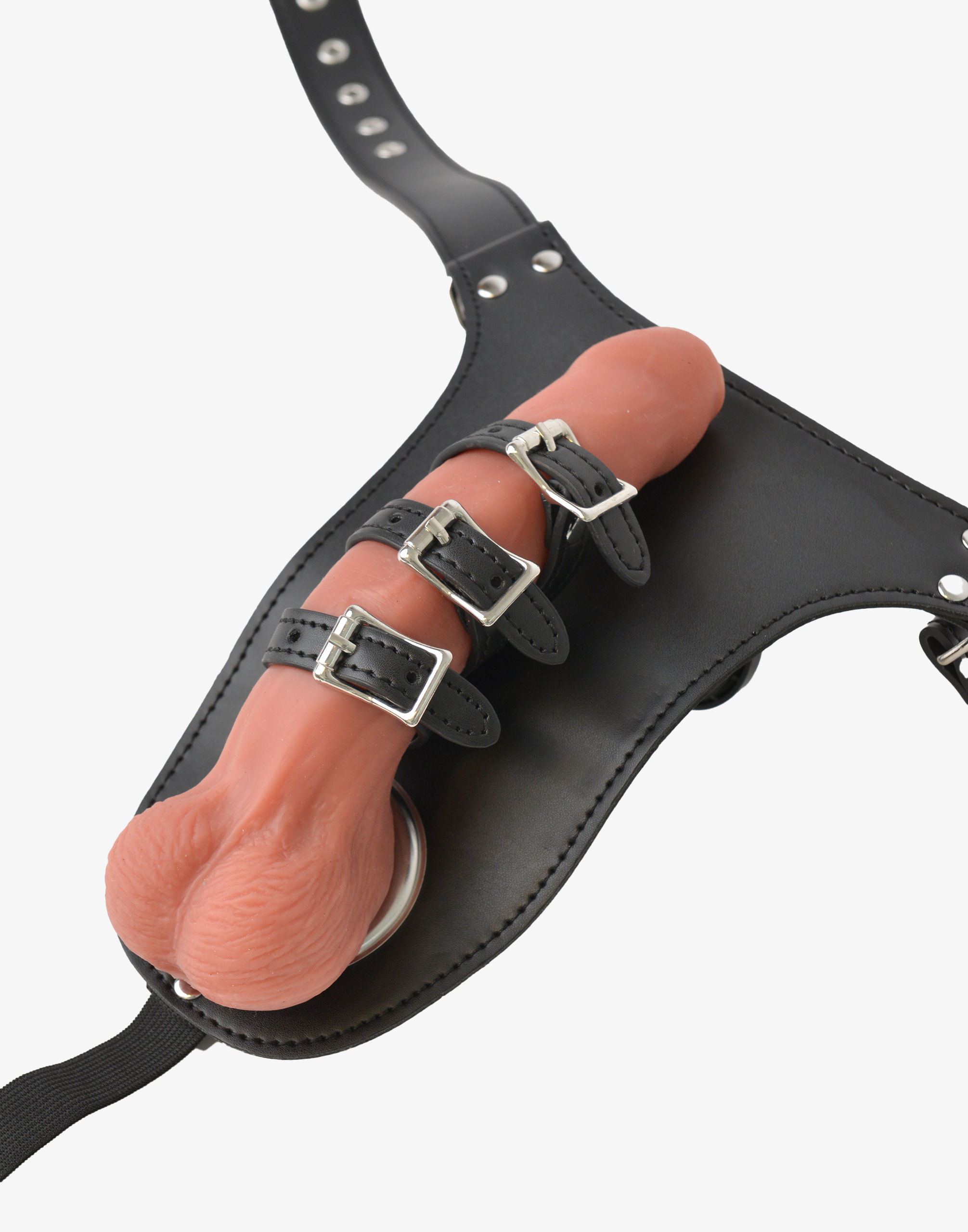 Triple penis strap i vegansk læder - Image 2