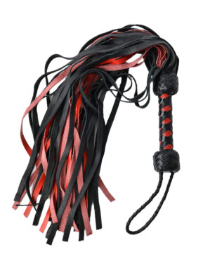 Mister B Impact Premium Leather Flogger – Sort/Rød